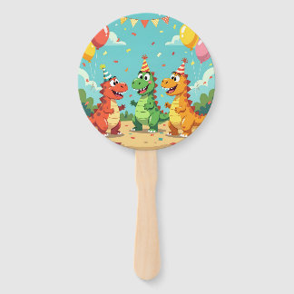 Happy birthday dinosaurs theme hand fan