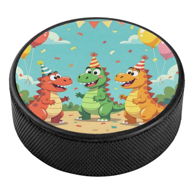 Happy birthday dinosaurs theme hockey puck (3/4)