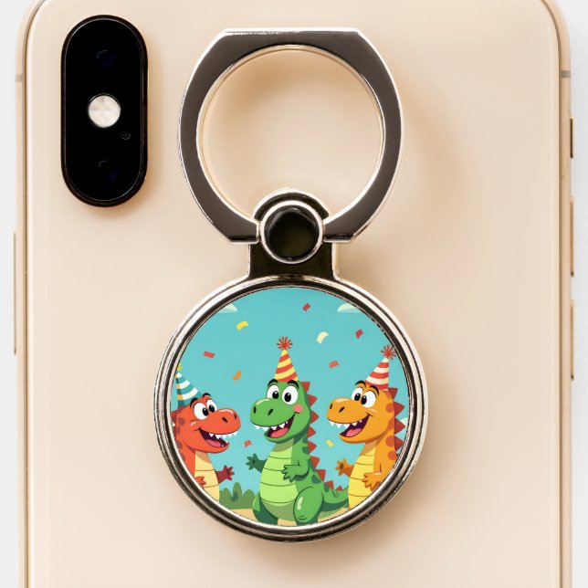 Happy birthday dinosaurs theme phone ring stand (Close Up)
