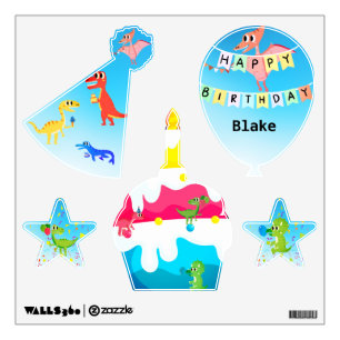 Happy Birthday Dinosaurs  Wall Decal