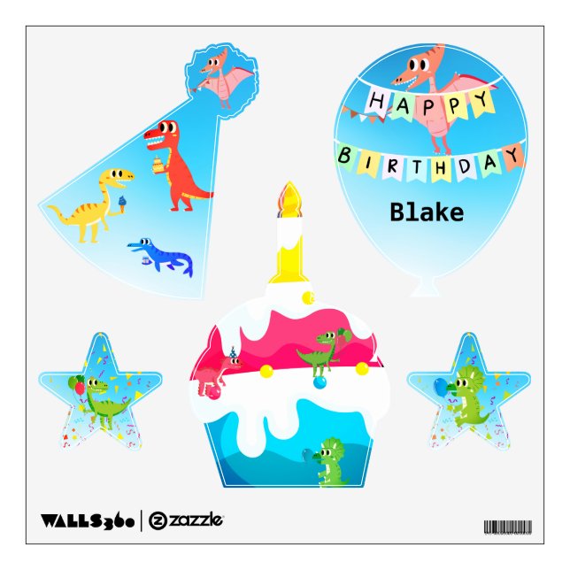 Happy Birthday Dinosaurs  Wall Decal (Front)