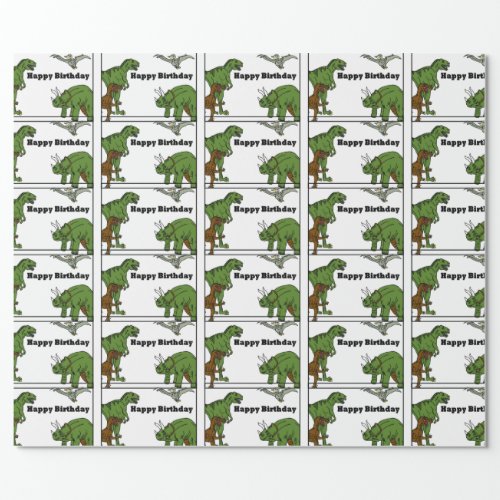 Happy Birthday Dinosaurs Wrapping Paper