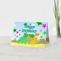 Happy Birthday Dinosaurs Your Name Card