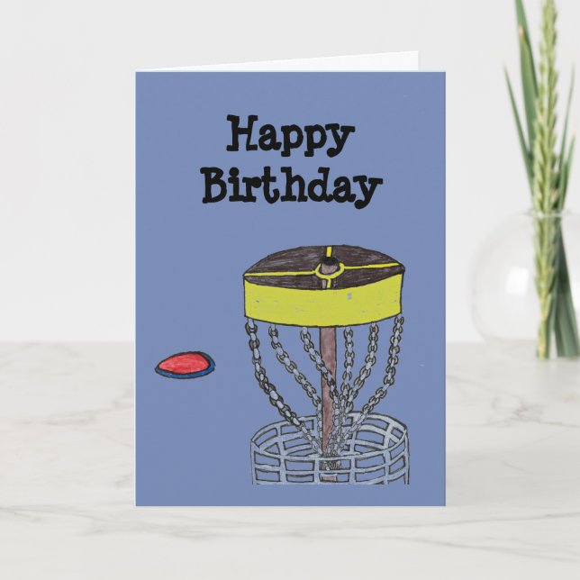 Happy Birthday disc golf greeting card (Front)
