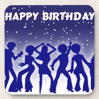 Happy Birthday Disco Dancers Drink Coaster by stargiftshop at Zazzle