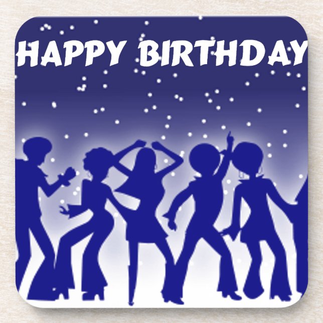 Happy Birthday Disco Dancers Drink Coaster (Front)