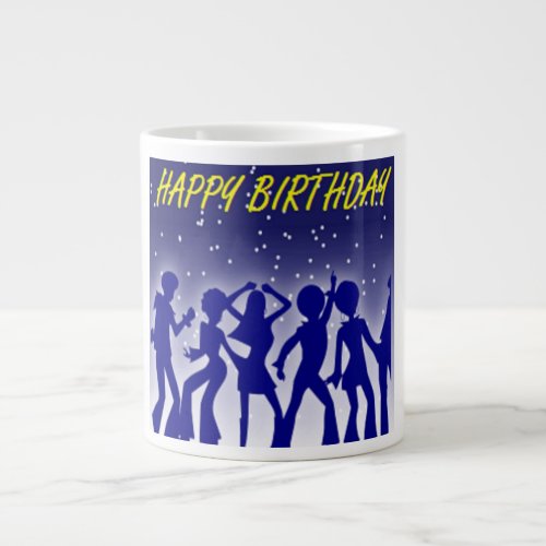 HAPPY BIRTHDAY DISCO DANCERS LARGE COFFEE MUG