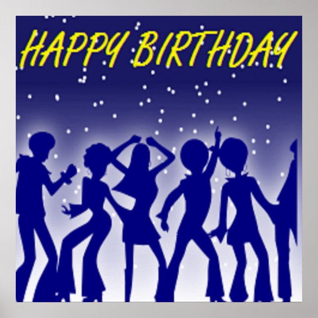 "HAPPY BIRTHDAY" DISCO DANCERS POSTER (Front)