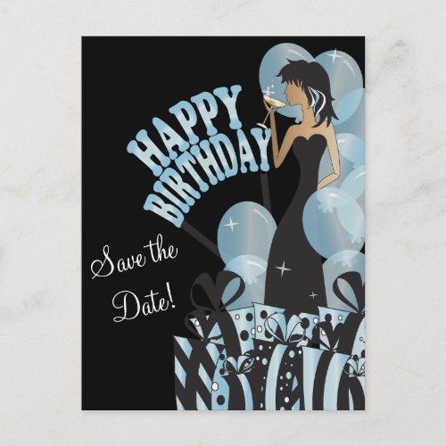Happy Birthday Diva Girl  DIY Name  Aqua Announcement Postcard