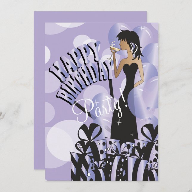 Happy Birthday Diva Girl | DIY Name | Light Purple Invitation (Front/Back)