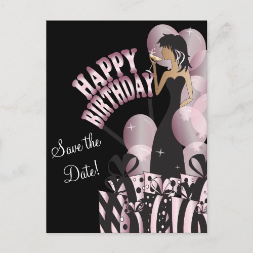 Happy Birthday Diva Girl  DIY Name  Pink Announcement Postcard