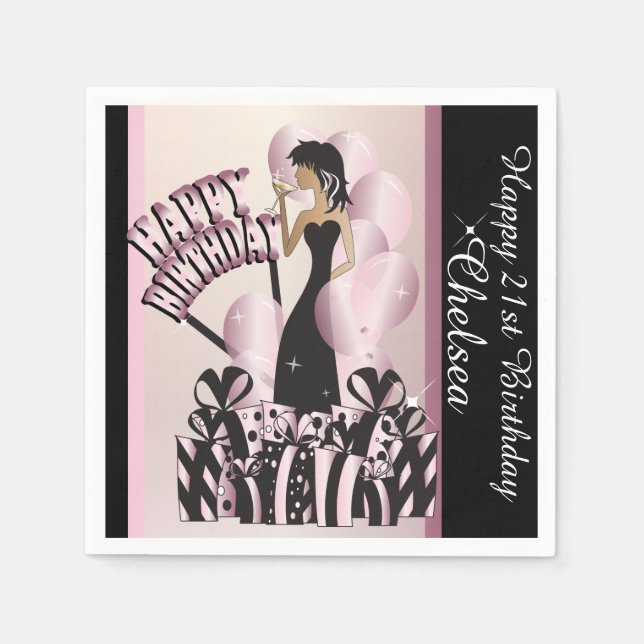 Happy Birthday Diva Girl | DIY Name | Pink Paper Napkins (Front)