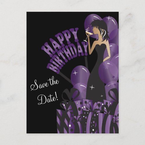 Happy Birthday Diva Girl  DIY Name  Purple Announcement Postcard
