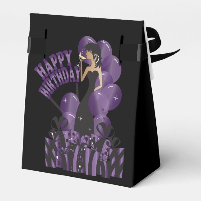 Happy Birthday Diva Girl | DIY Name | Purple Favor Boxes (Back Side)
