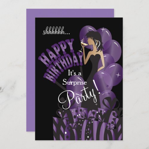 Happy Birthday Diva Girl  DIY Name  Purple Invitation