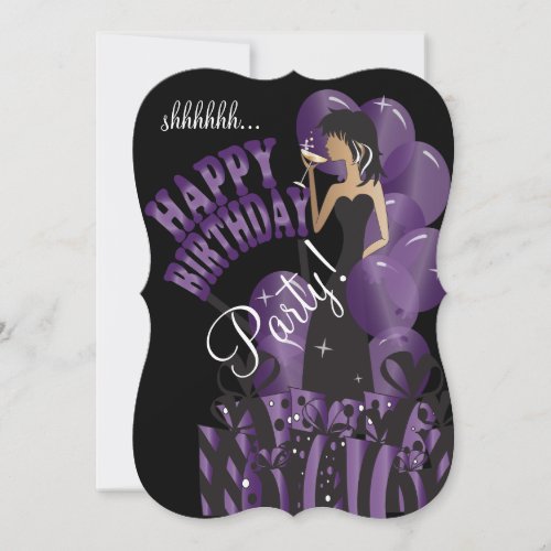 Happy Birthday Diva Girl  DIY Name  Purple Invitation