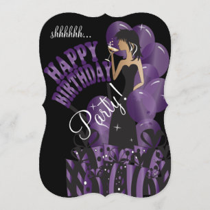 Happy Birthday Diva Girl DIY Name Purple Invitation