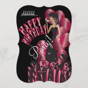 Happy Birthday Diva Girl   DIY Name   Ruby Red Invitation
