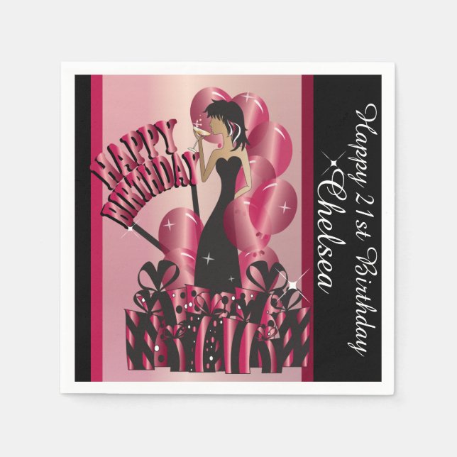 Happy Birthday Diva Girl | DIY Name | Ruby Red Napkins (Front)