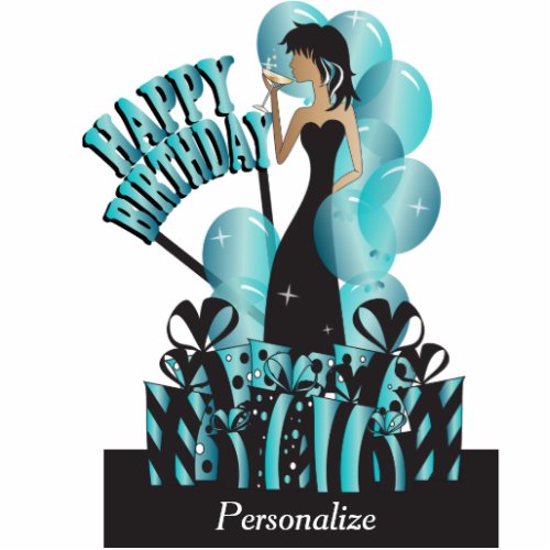 Happy Birthday Diva Girl  DIY Name  Turquoise Cutout