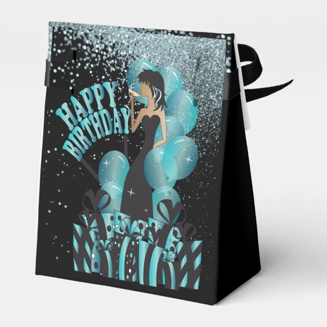 Happy Birthday Diva Girl | DIY Name | Turquoise Favor Boxes (Back Side)