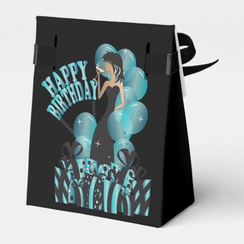 Happy Birthday Diva Girl  DIY Name  Turquoise Favor Boxes
