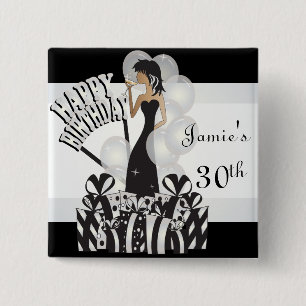 Happy Birthday Diva Girl DIY Name White Button