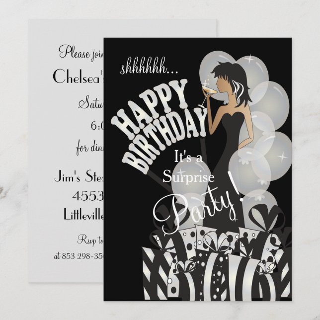 Happy Birthday Diva Girl | DIY Name | White Invitation (Front/Back)