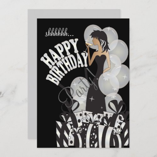 Happy Birthday Diva Girl  DIY Name  White Invitation