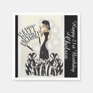 Happy Birthday Diva Girl DIY Name White Napkins