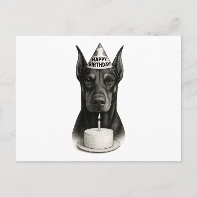 Happy Birthday Doberman Holiday Postcard (Front)