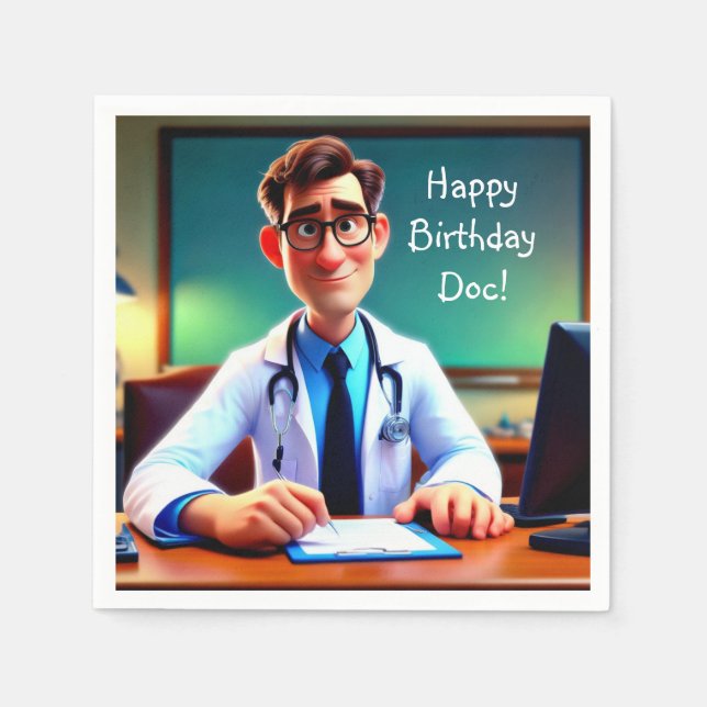 Happy Birthday Doc Napkins (Front)