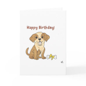 Happy Birthday Dog and Bone Card