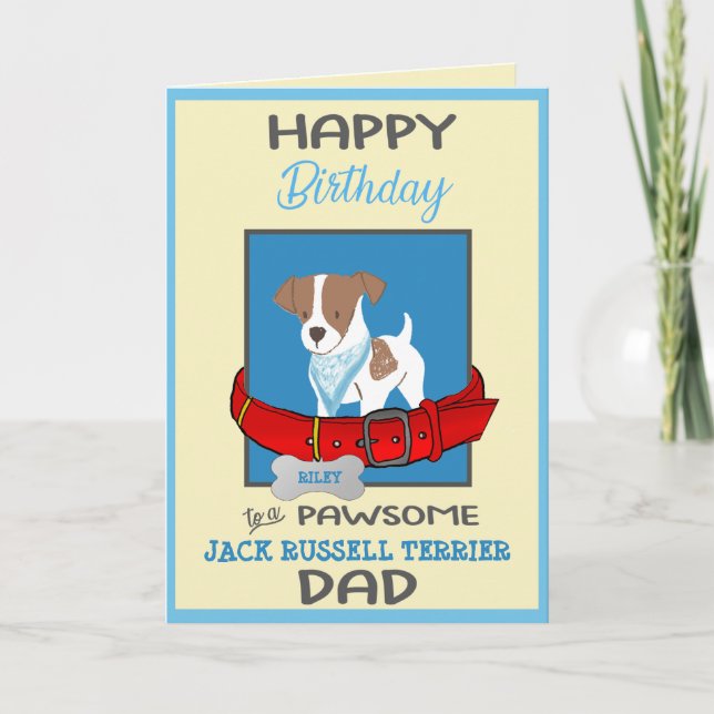 Happy Birthday Dog Daddy Jack Russell Terrier Dog Card (Front)