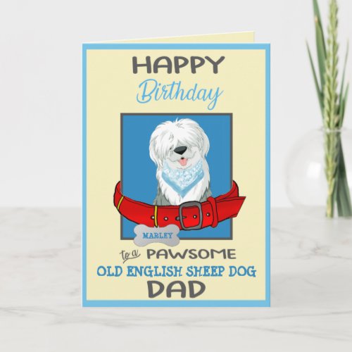 Happy Birthday Dog Daddy Old English Sheep Dog Card