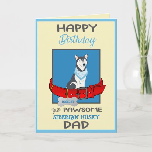 Happy Birthday Dog Daddy Siberian Husky Card