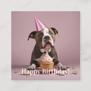 Happy Birthday! Dog eating cake Enclosure Card
