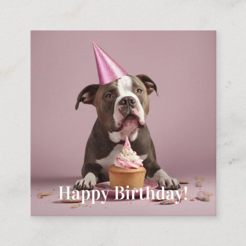 Happy Birthday Dog eating cake  Enclosure Card