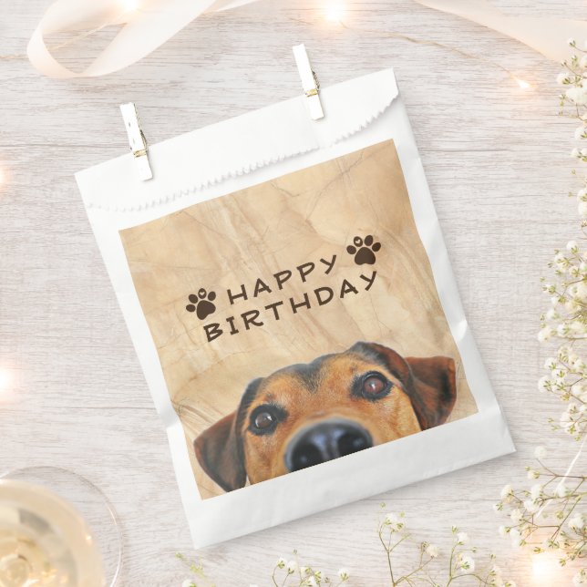 Happy Birthday Dog Face  Favor Bag (Clipped)