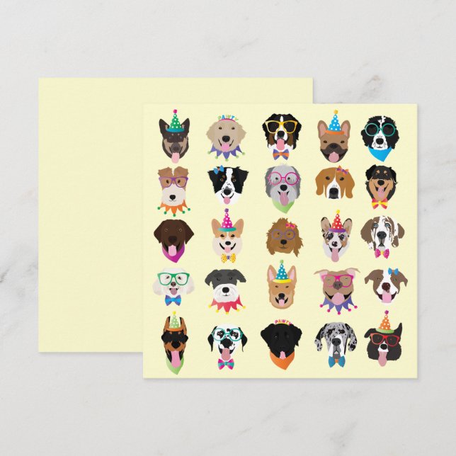 Happy Birthday Dog Faces Pawty Animals (Front/Back)