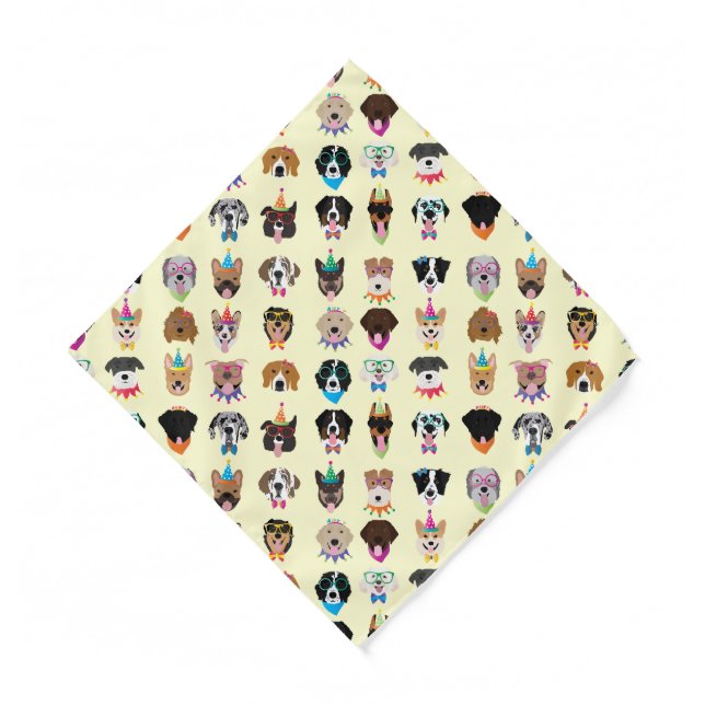 Happy Birthday Dog Faces Pawty Animals Bandana (Front)