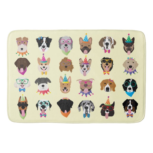 Happy Birthday Dog Faces Pawty Animals Bath Mat (Front)