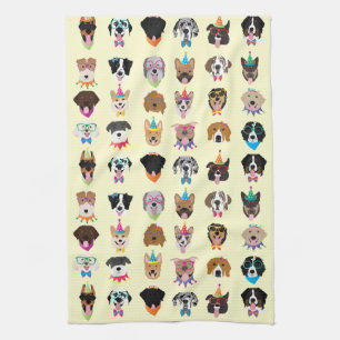 Happy Birthday Dog Faces Pawty Animals Kitchen Towel