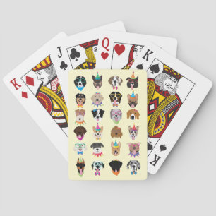 Happy Birthday Dog Faces Pawty Animals Poker Cards