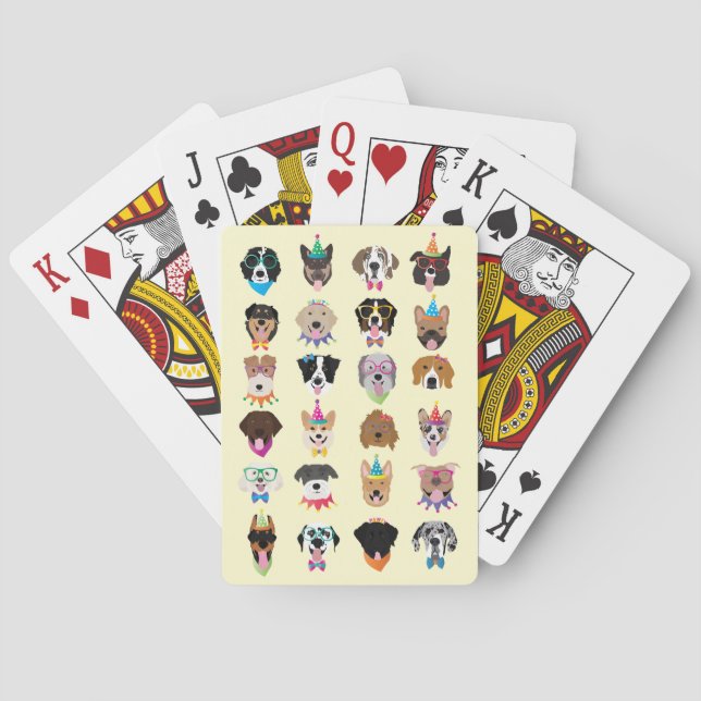 Happy Birthday Dog Faces Pawty Animals Poker Cards (Back)
