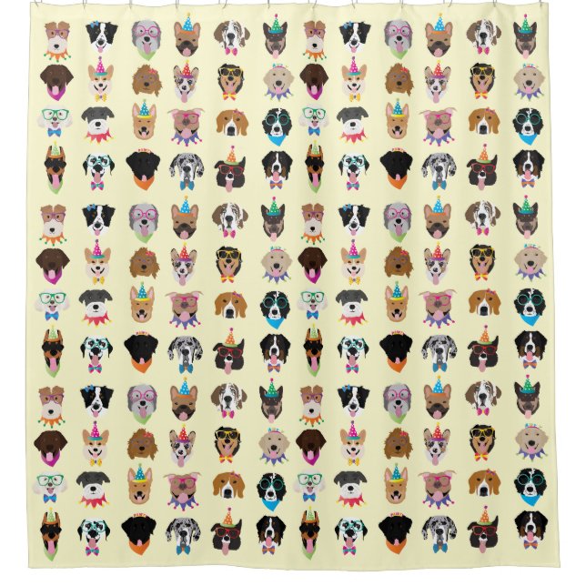 Happy Birthday Dog Faces Pawty Animals Shower Curtain (Front)