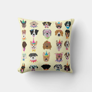 Happy Birthday Dog Faces Pawty Animals Throw Pillow