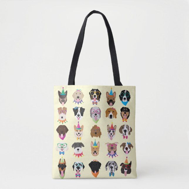 Happy Birthday Dog Faces Pawty Animals Tote Bag (Front)