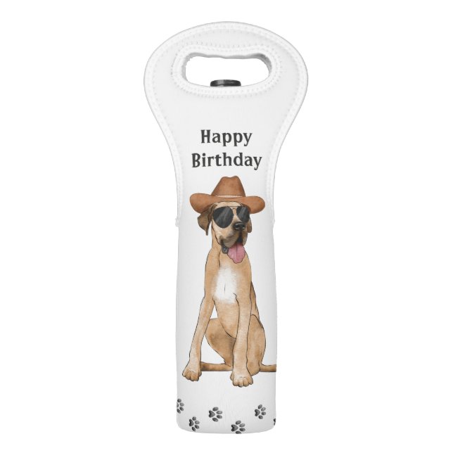 Happy Birthday Dog Illustration Wine Bag (Front)
