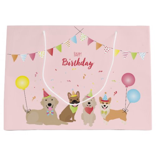 Happy Birthday Dog Party Large Gift Bag